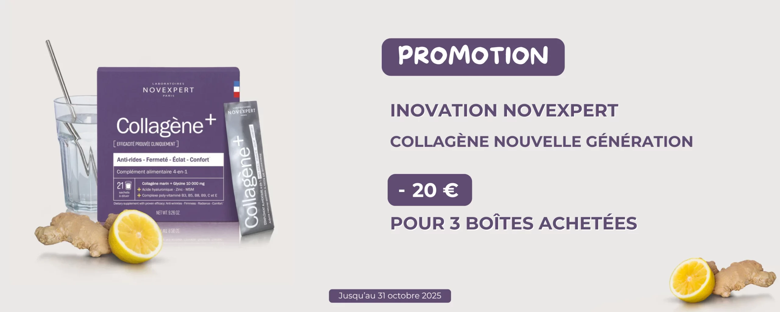 Bannière promotion Collagène+ Novexpert
